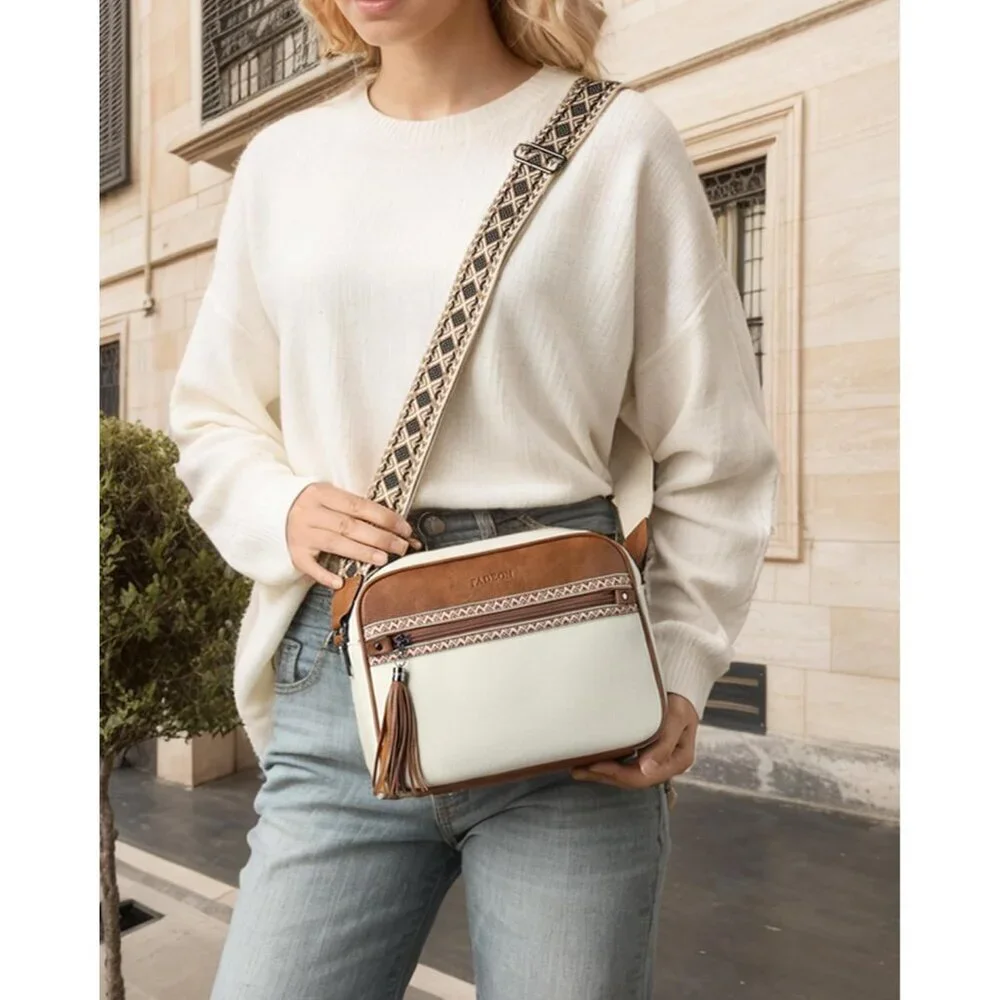 Vegan Leather Crossbody Bag Women Multi-Pocket Medium Shoulder Purse Travel - Picture 2 of 9